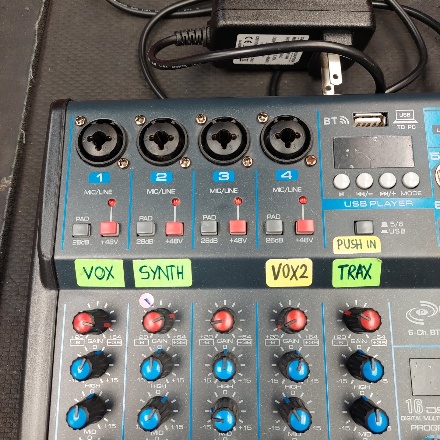 Pyle PMXU63BT 6-Channel BT Studio Mixer + Audio Mixing Console (USED) SN# 1102202175900630