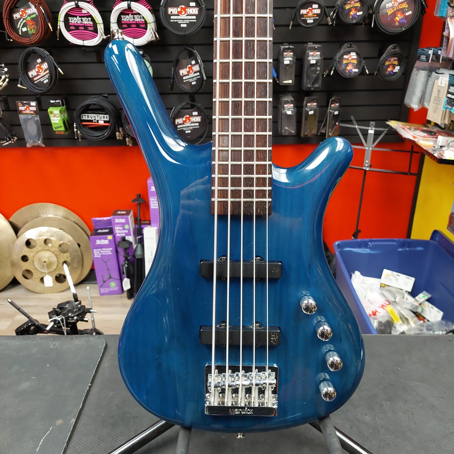 2003 Warwick Rock Bass Active 5-String Bass - Ocean Blue Transparent - SN# RBM 013997-03