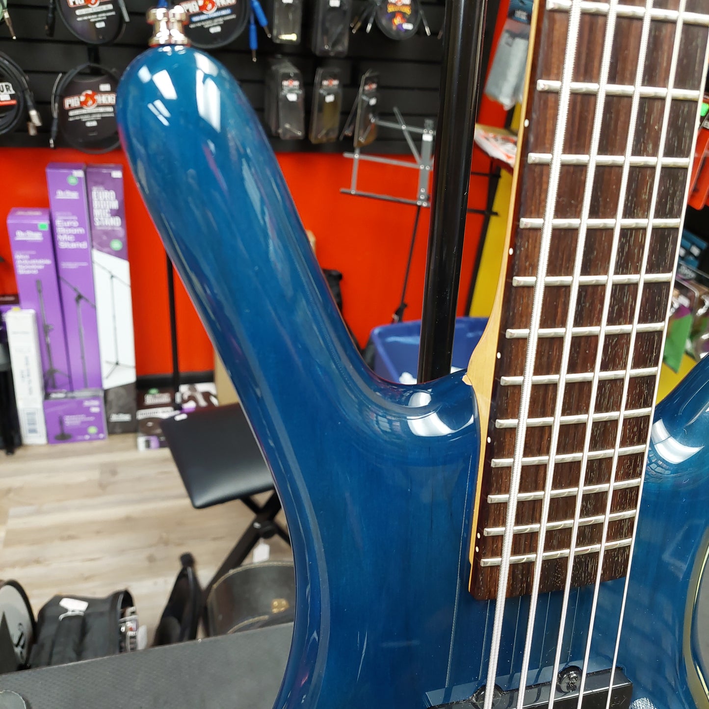 2003 Warwick Rock Bass Active 5-String Bass - Ocean Blue Transparent - SN# RBM 013997-03