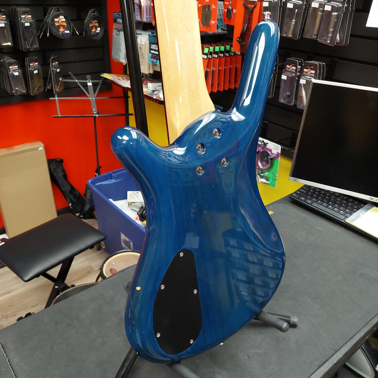 2003 Warwick Rock Bass Active 5-String Bass - Ocean Blue Transparent - SN# RBM 013997-03