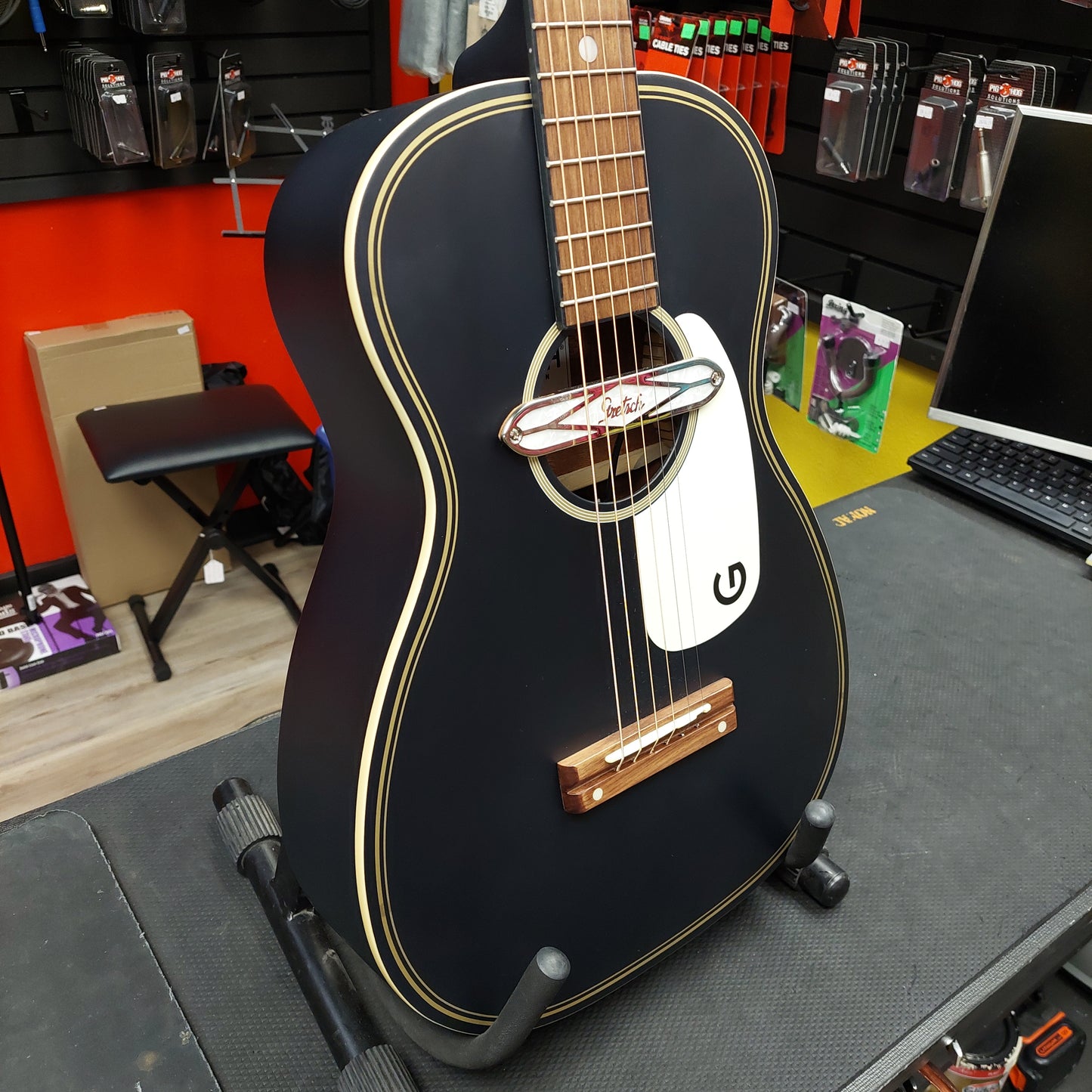 2021 Gretsch G9520E-BLK Gin Rickey Parlor Acoustic/Electric Guitar - SN# IWA2181290
