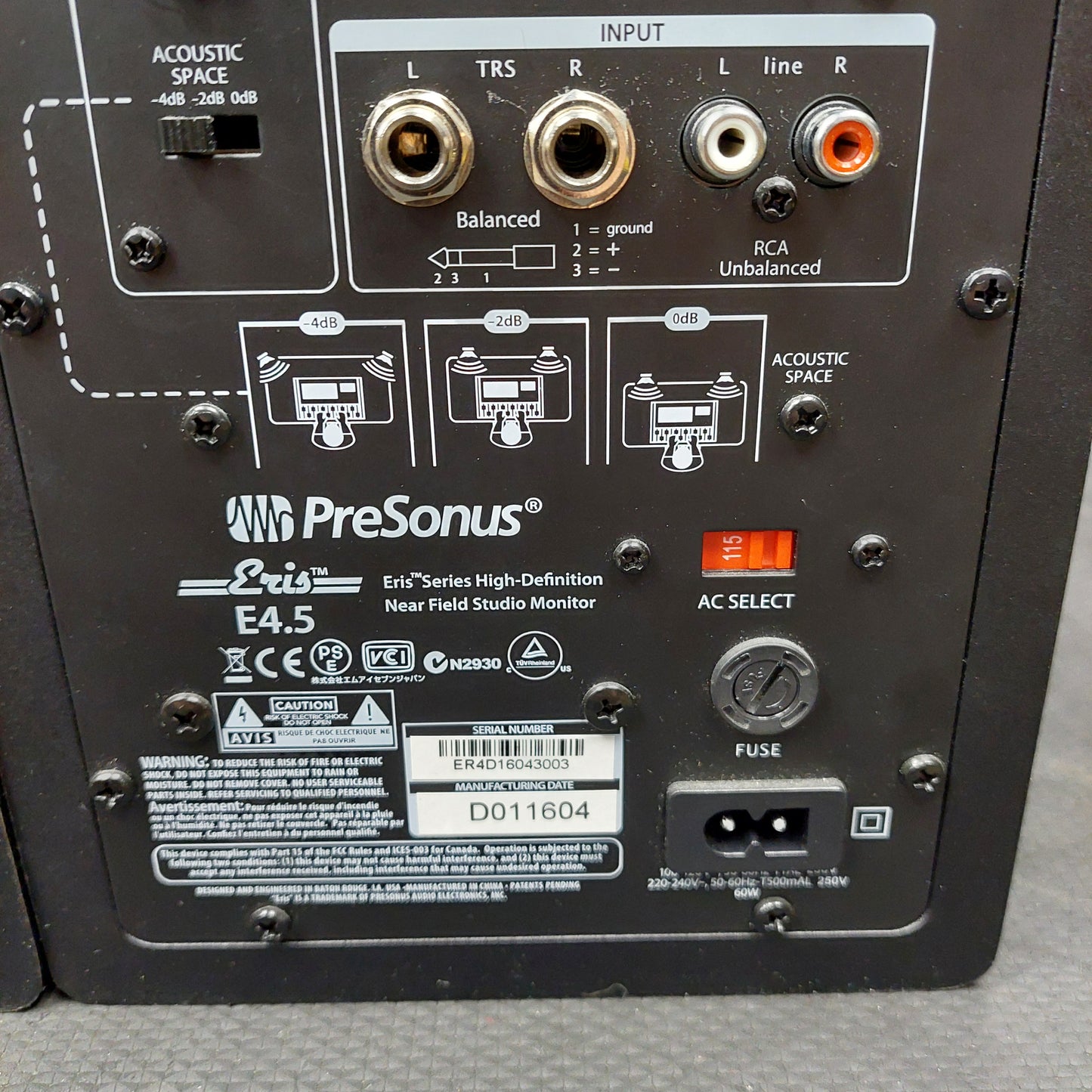 PreSonus Eris E4.5 Active Studio Monitor Speakers "Pair" (USED) SN# ER4D16043003
