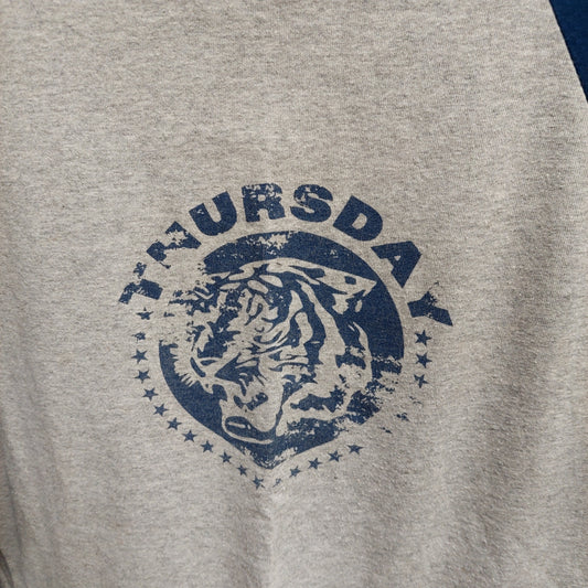 Vintage Thursday Tiger Logo Long Sleeve Tee - Gray/Blue - Medium (USED)