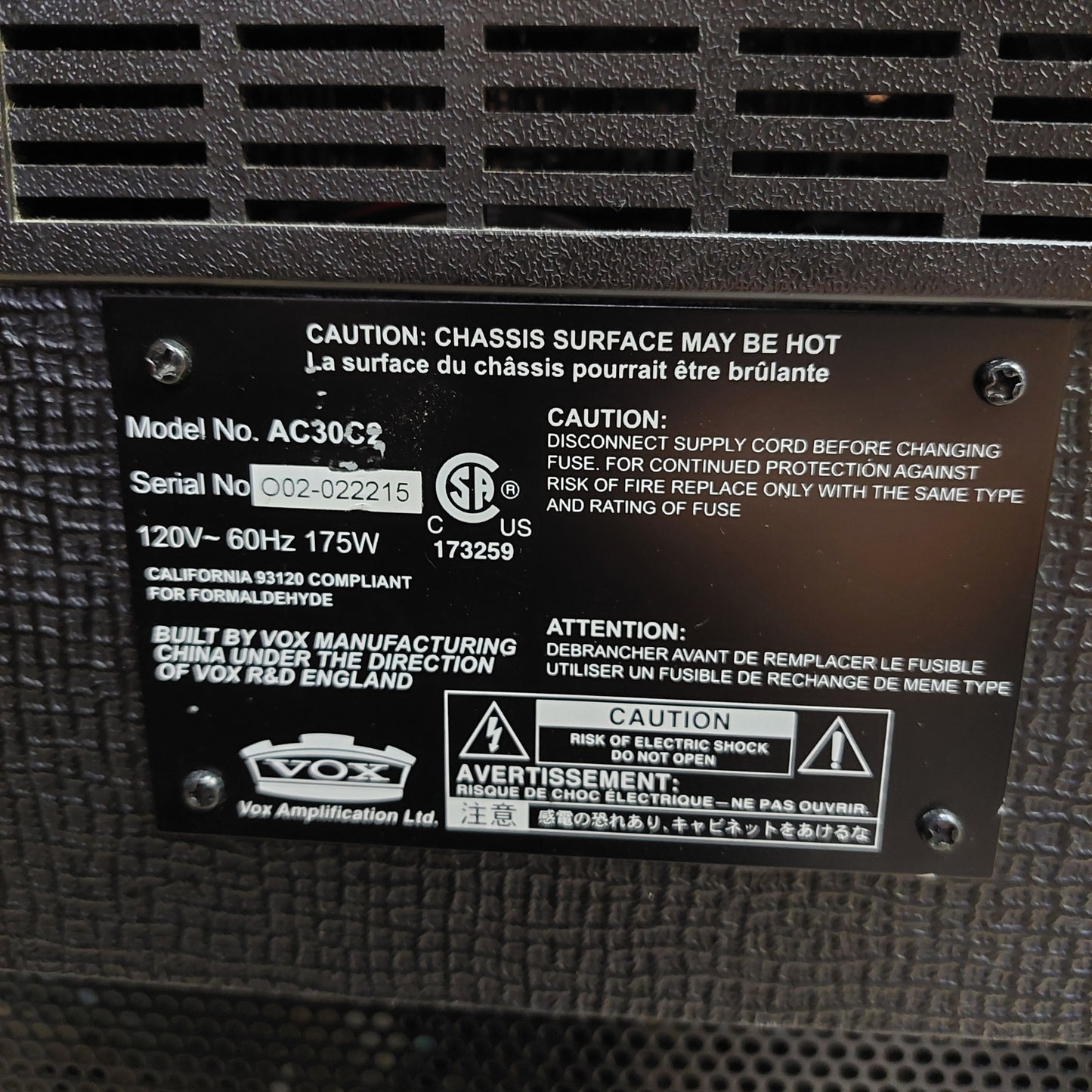 2010's VOX AC30C2 2x12 30W Tube Combo Amp (USED) SN# O02-022215