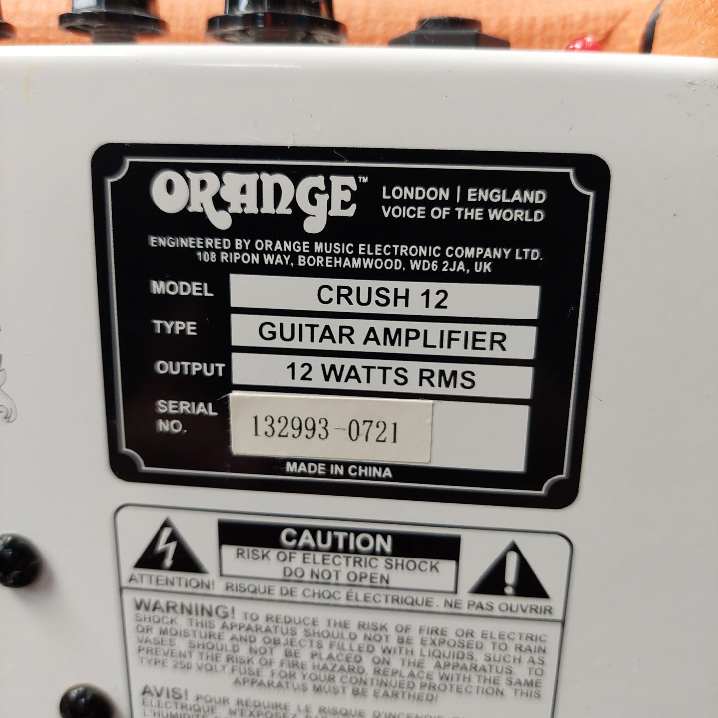 Orange Crush 12 Electric Guitar Amplifier (USED) SN# 132993-0721