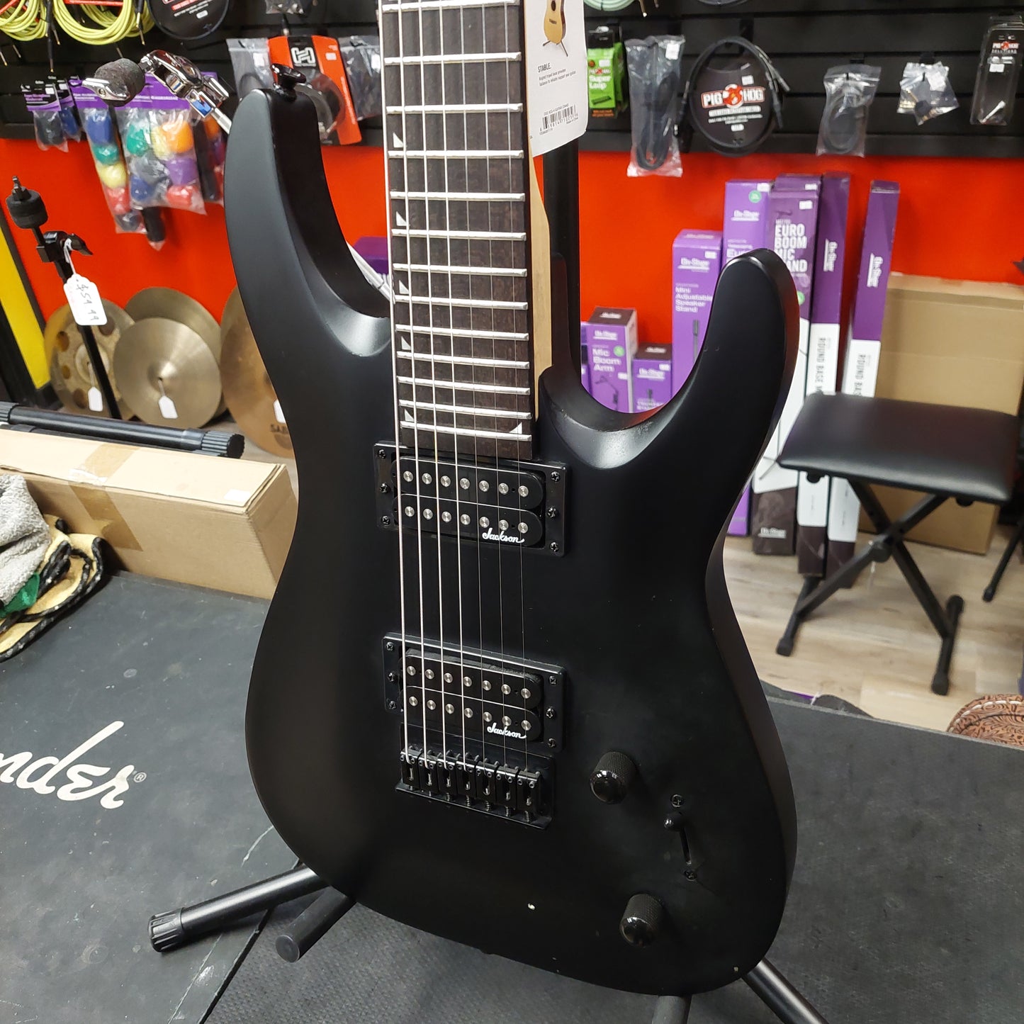 2021 Jackson JS22 7-String Electric Guitar - Black SN# CWJ2148351 "Missing Truss Rod Cover"