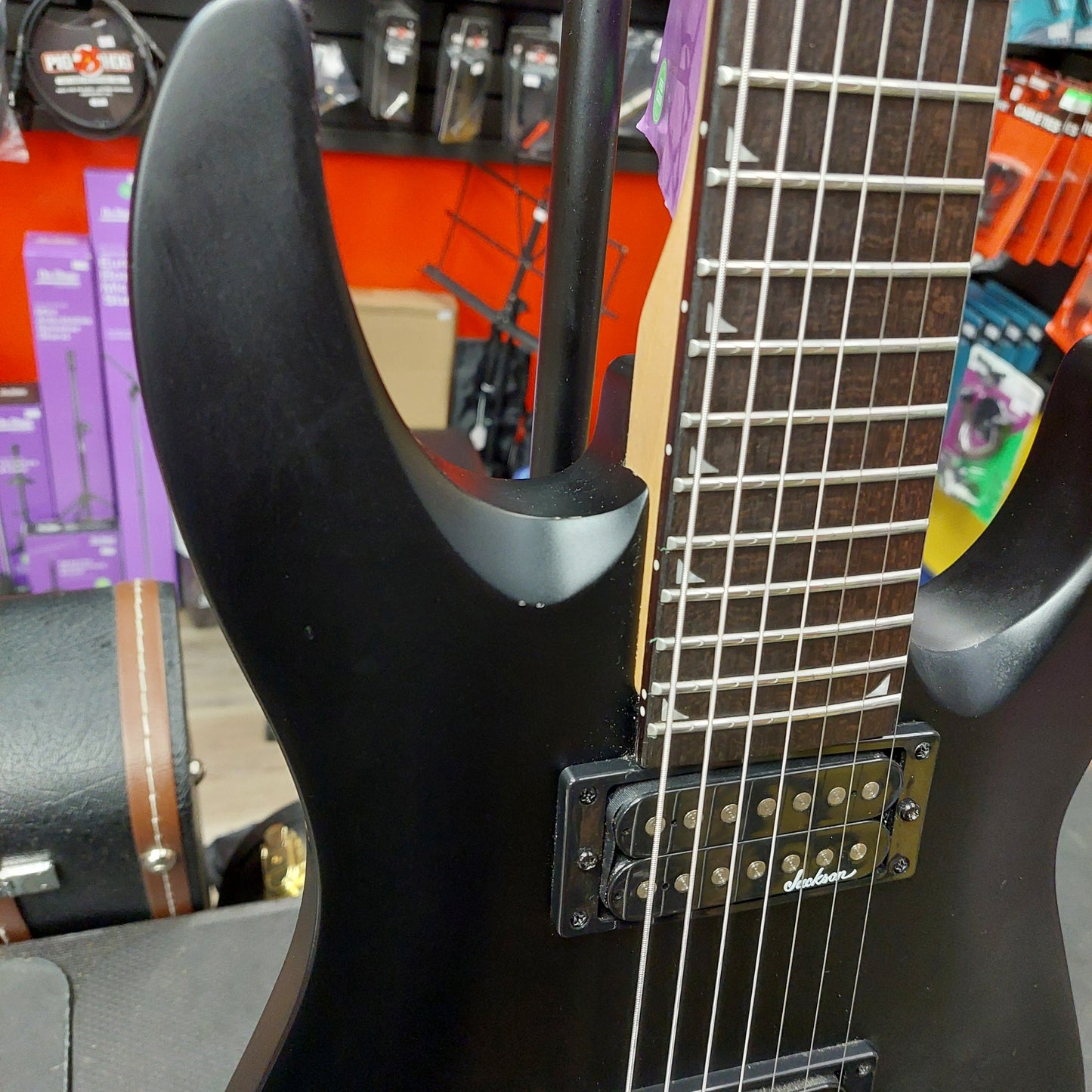 2021 Jackson JS22 7-String Electric Guitar - Black SN# CWJ2148351 "Missing Truss Rod Cover"