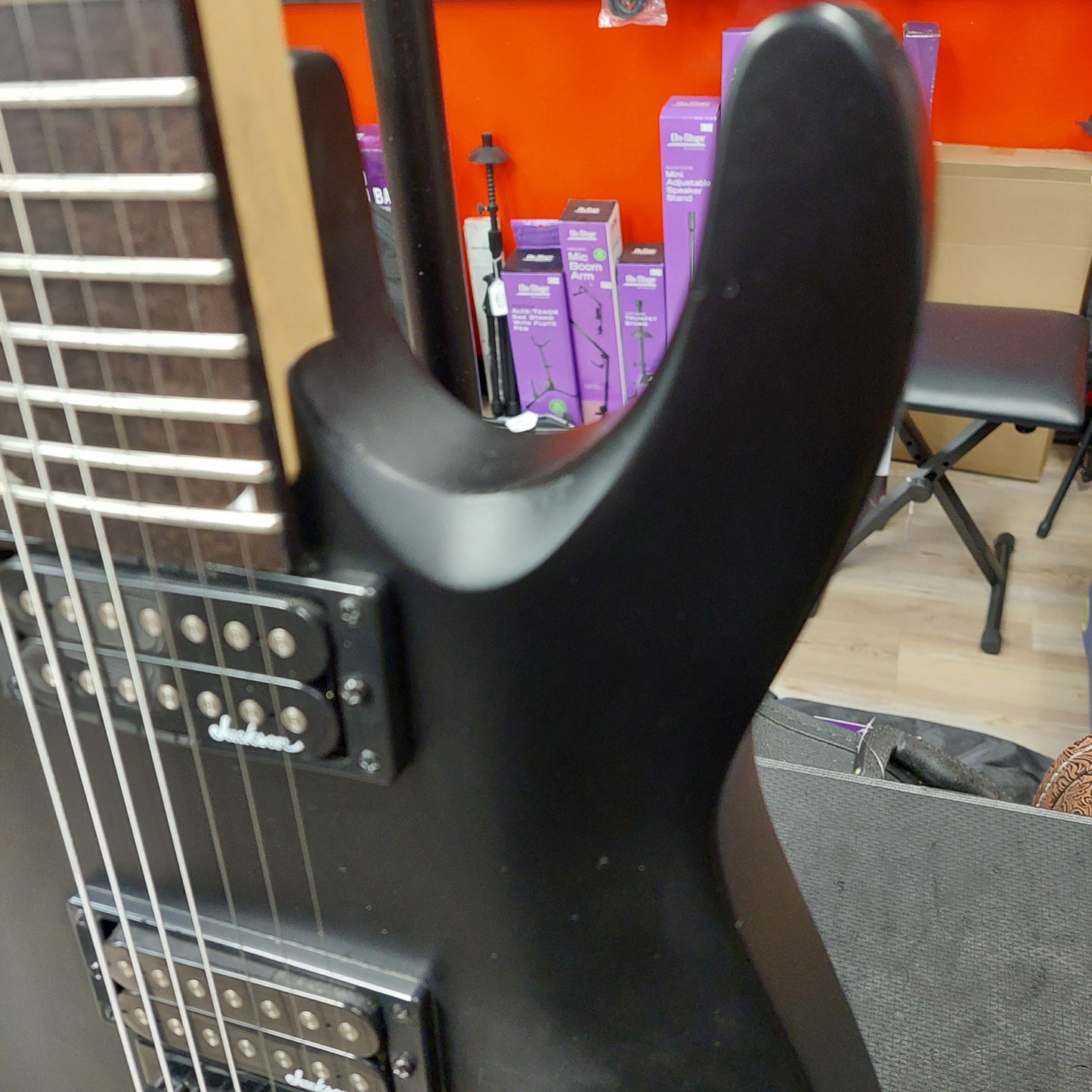 2021 Jackson JS22 7-String Electric Guitar - Black SN# CWJ2148351 "Missing Truss Rod Cover"