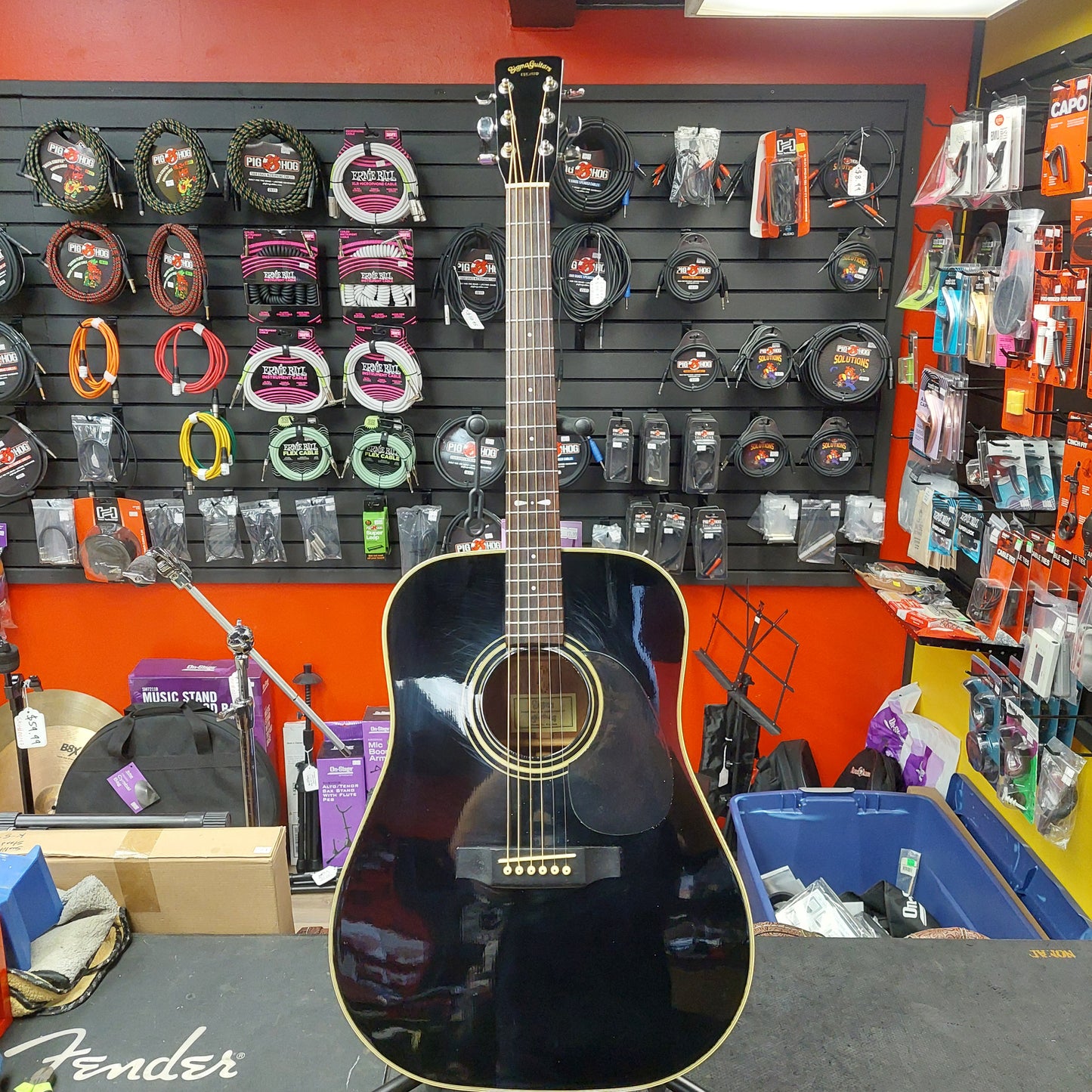 Sigma Guitar DM-4B 6-String Acoustic Guitar - Black Gloss (USED) "Made In Korea" SN# 91091233