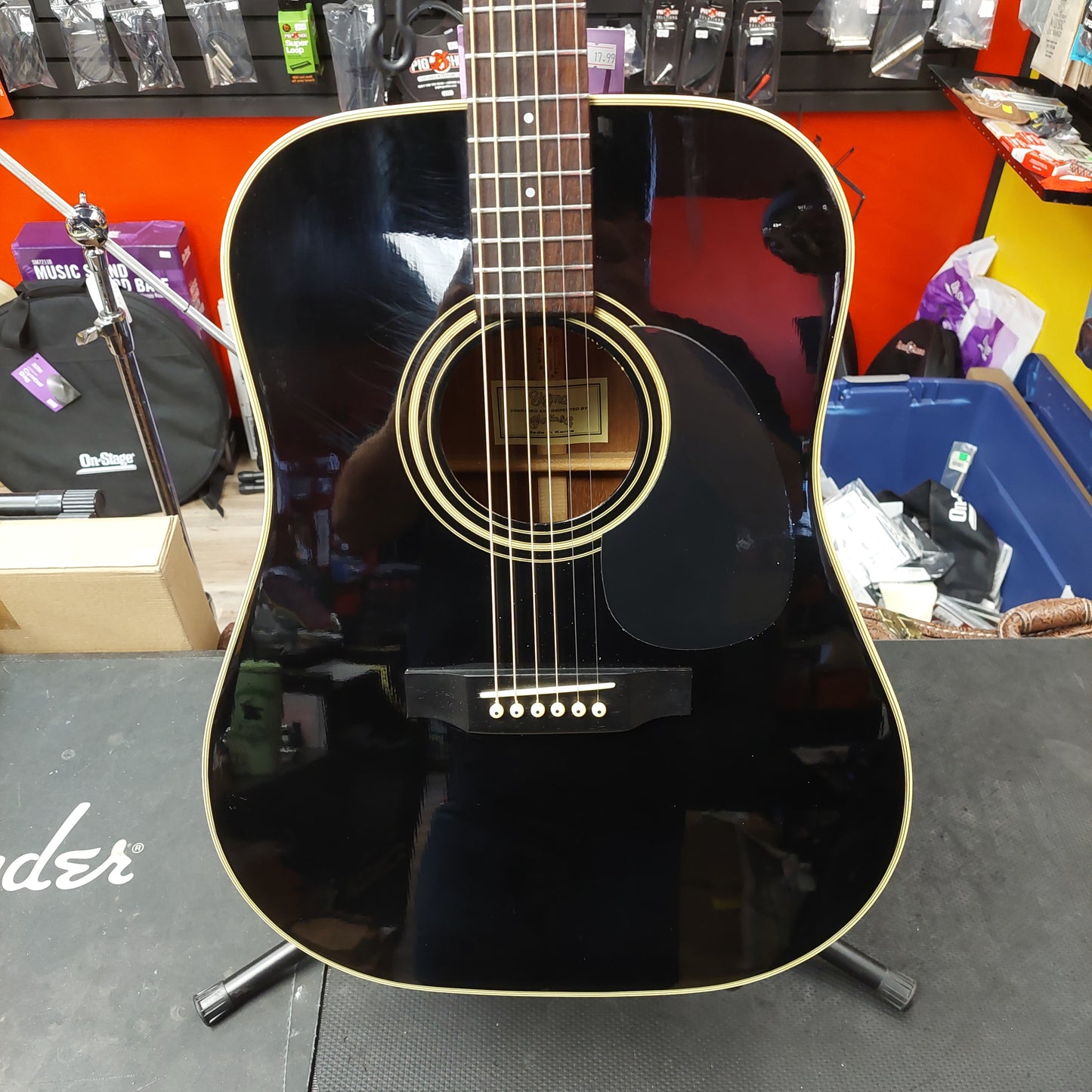 Sigma Guitar DM-4B 6-String Acoustic Guitar - Black Gloss (USED) "Made In Korea" SN# 91091233