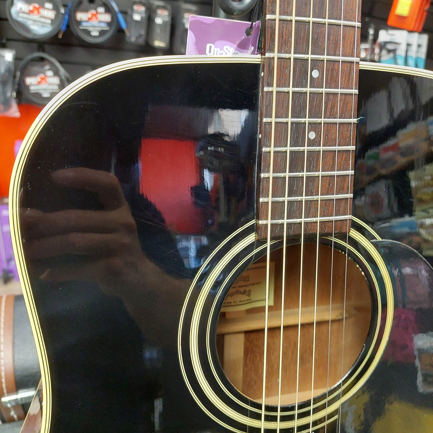Sigma Guitar DM-4B 6-String Acoustic Guitar - Black Gloss (USED) "Made In Korea" SN# 91091233