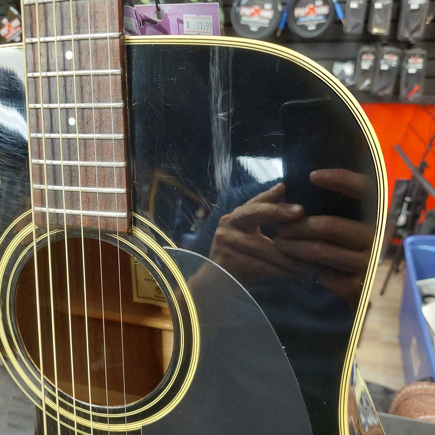 Sigma Guitar DM-4B 6-String Acoustic Guitar - Black Gloss (USED) "Made In Korea" SN# 91091233