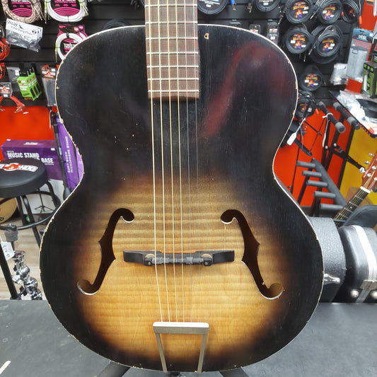 1950's Vintage Harmony Monterey Arch Top Acoustic Guitar - Sunburst Finish "Made In Chicago" (Missing Pickguard)