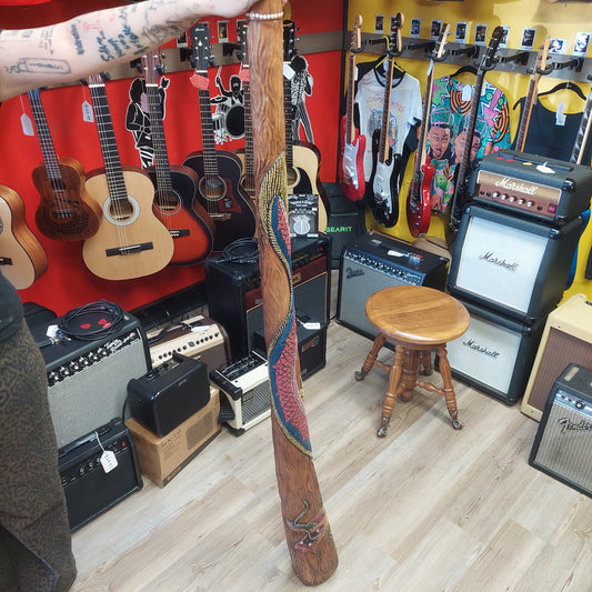 Didgeridoo 60" Aboriginal Wind Instrument w/ Dragon Design - Wood Body (USED)