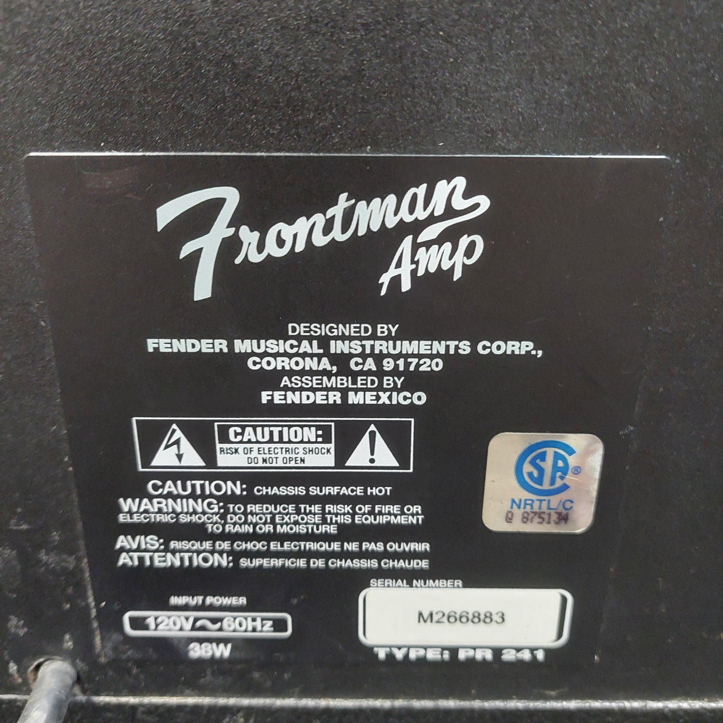 2000's Fender Frontman PR 241 Guitar Amplifier 38 Watts "Made In Mexico" SN# MM266883