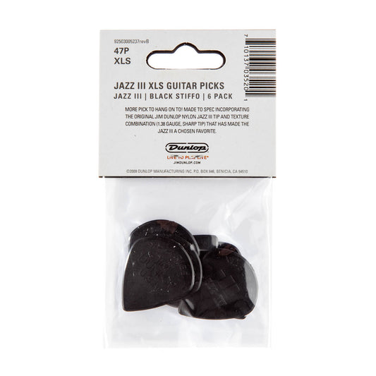 DUNLOP JAZZ III XL STIFFO PICKS 6-PACK - 47-XLS