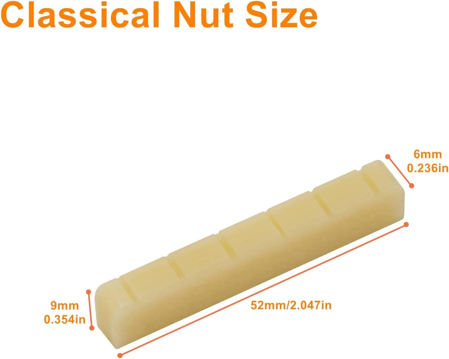 Classical Guitar Bone Nut 52x6x9mm - Unbleached
