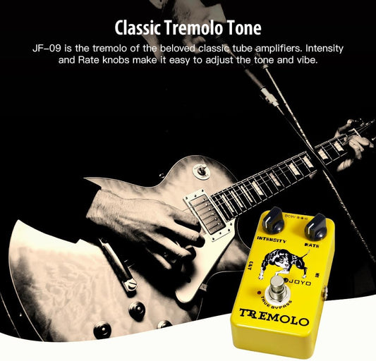 JOYO JF-09 Tremolo Guitar Effects Pedal, Optical Photoelectric Circuit for Classic Tube Amp-Style Tremolo, True Bypass