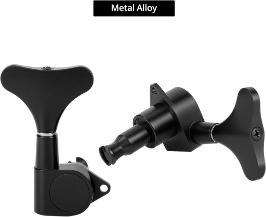 Guitar Bass Tuner - Metal Tuning Peg Key - Black - Left