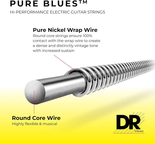 DR Strings PHR-11 Pure Blues Pure Nickel Wrap Round Core (11-50)