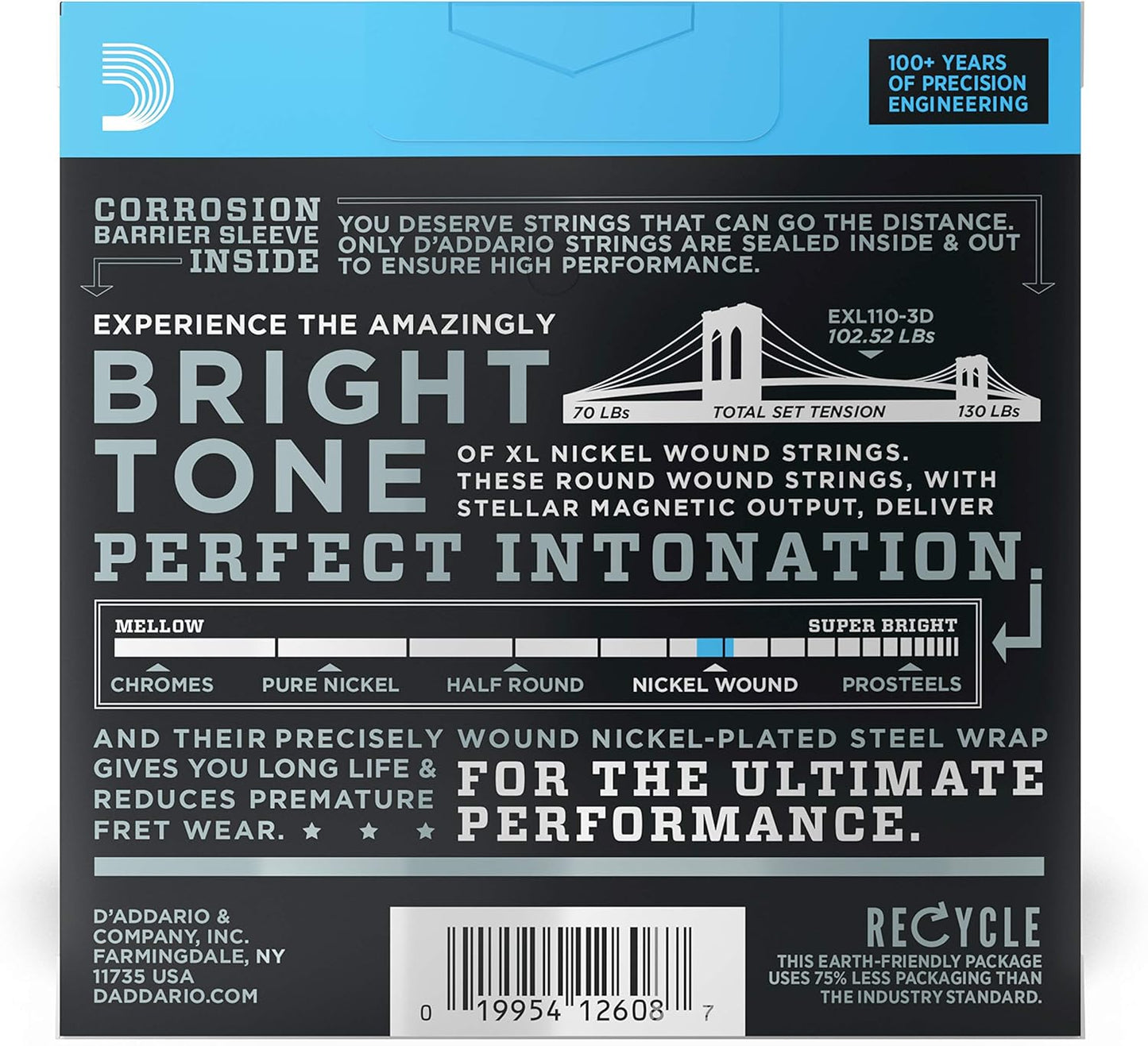 D'Addario EXL110-3D (10-46) Regular Light, XL Nickel Electric Guitar Strings 3-Pack