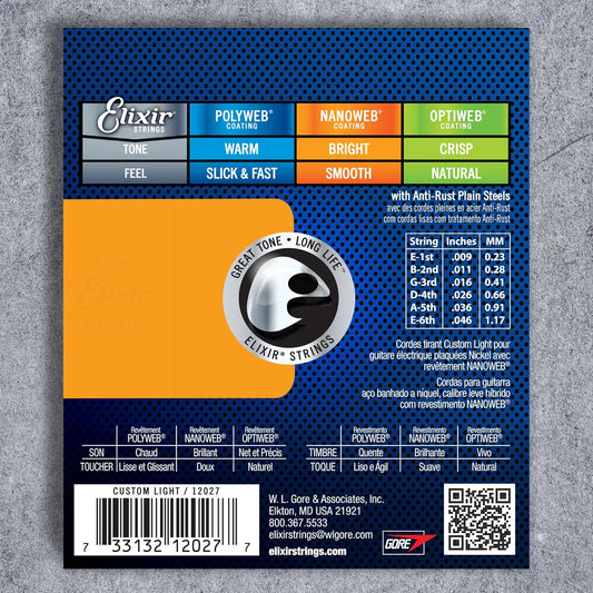 Elixir 12027 Nickel-Plated Steel Electric Guitar Strings With NANOWEB (09-46)