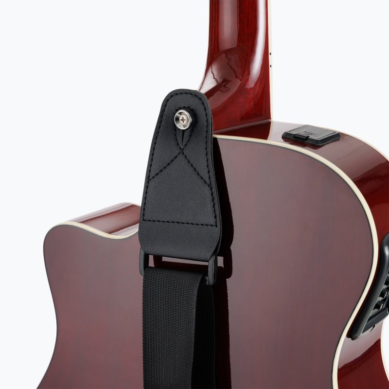 On-Stage GSA10BK Guitar Strap with Leather Ends - Black