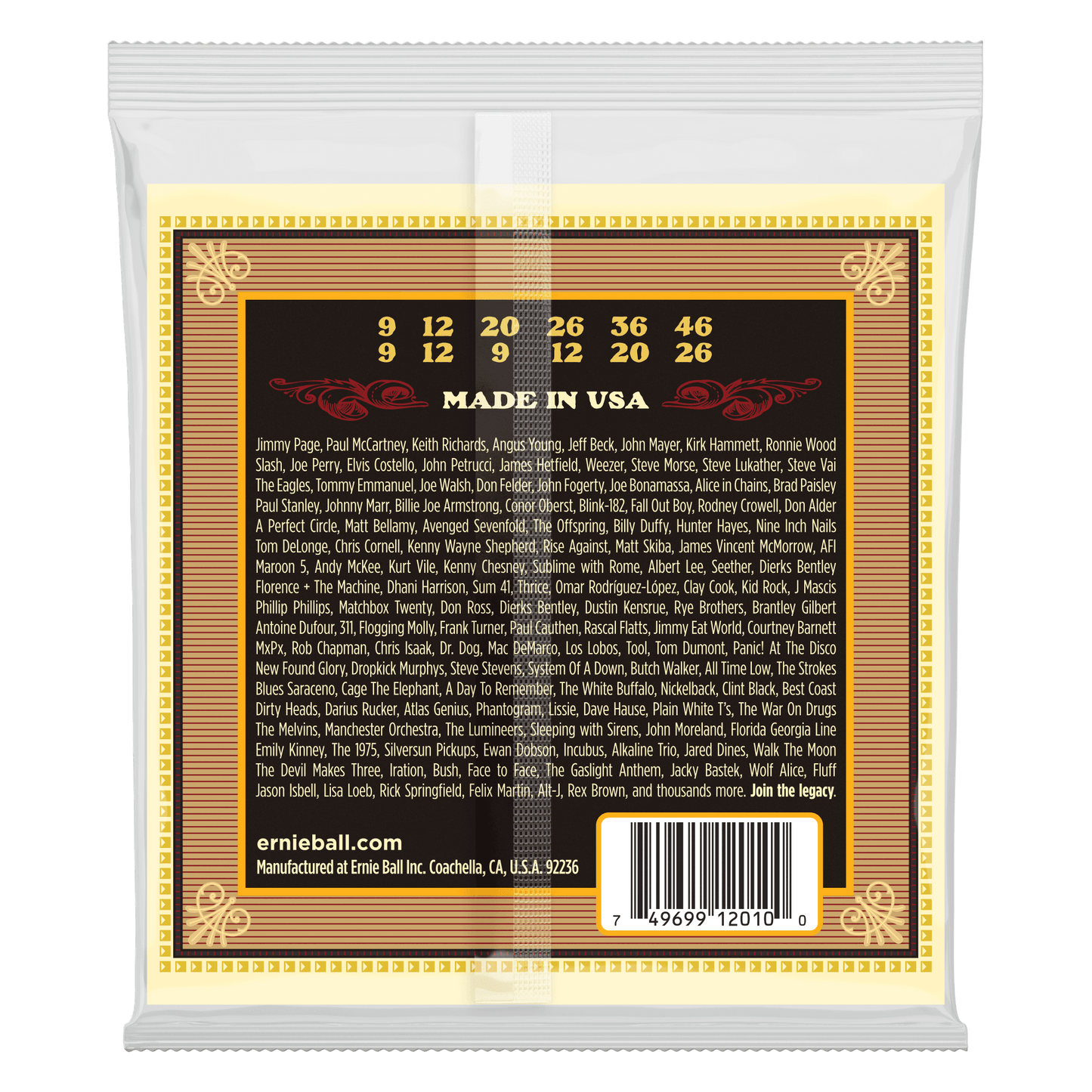 ERNIE BALL P02010 LIGHT EARTHWOOD 80/20 BRONZE 12-STRING ACOUSTIC GUITAR STRINGS 9-46 GAUGE