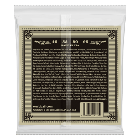 ERNIE BALL P02070 EARTHWOOD PHOSPHOR BRONZE ACOUSTIC BASS STRINGS (45-95) GAUGE