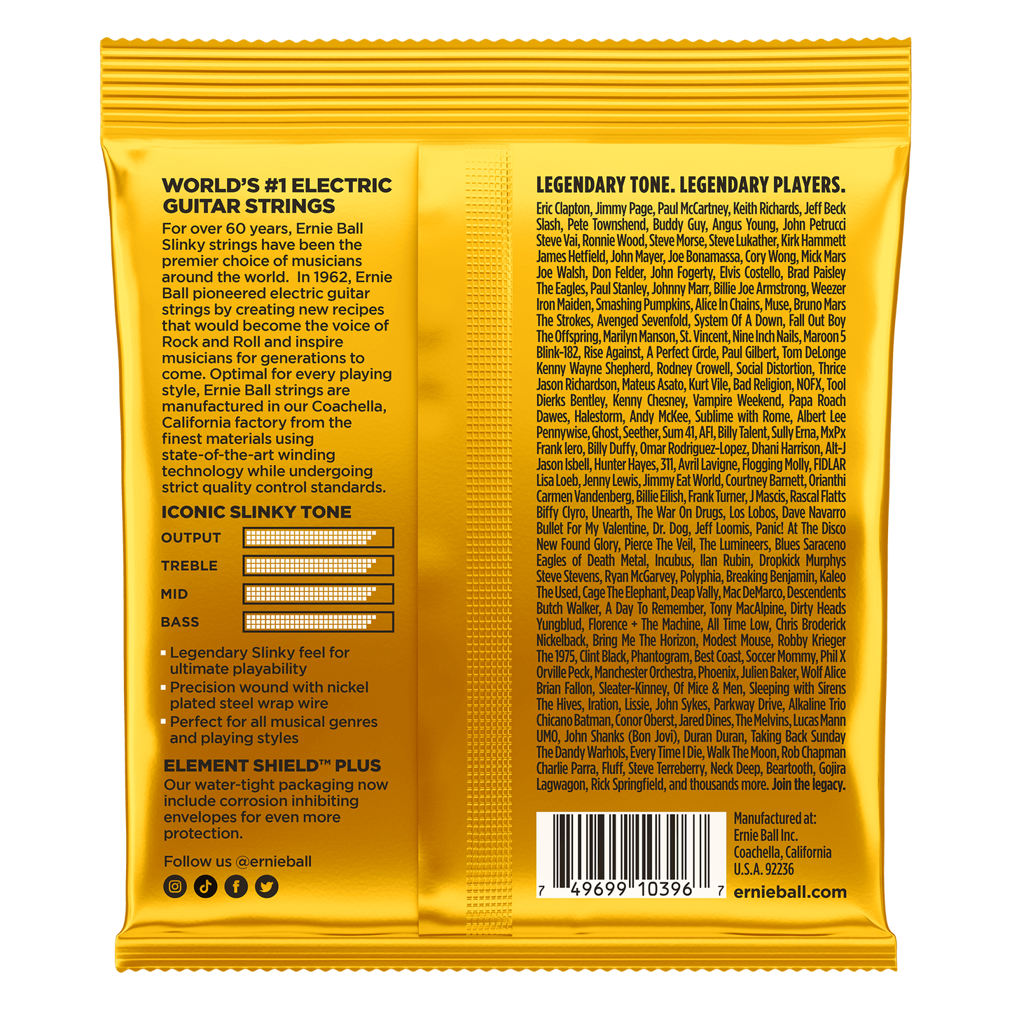 ERNIE BALL P02216 SKINNY TOP BEEFY BOTTOM SLINKY NICKEL WOUND ELECTRIC GUITAR STRINGS 10-54 GAUGE