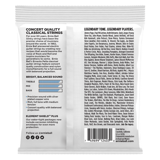 Ernie Ball P02403 Ernesto Palla Nylon Classical Guitar Strings - Clear & Silver