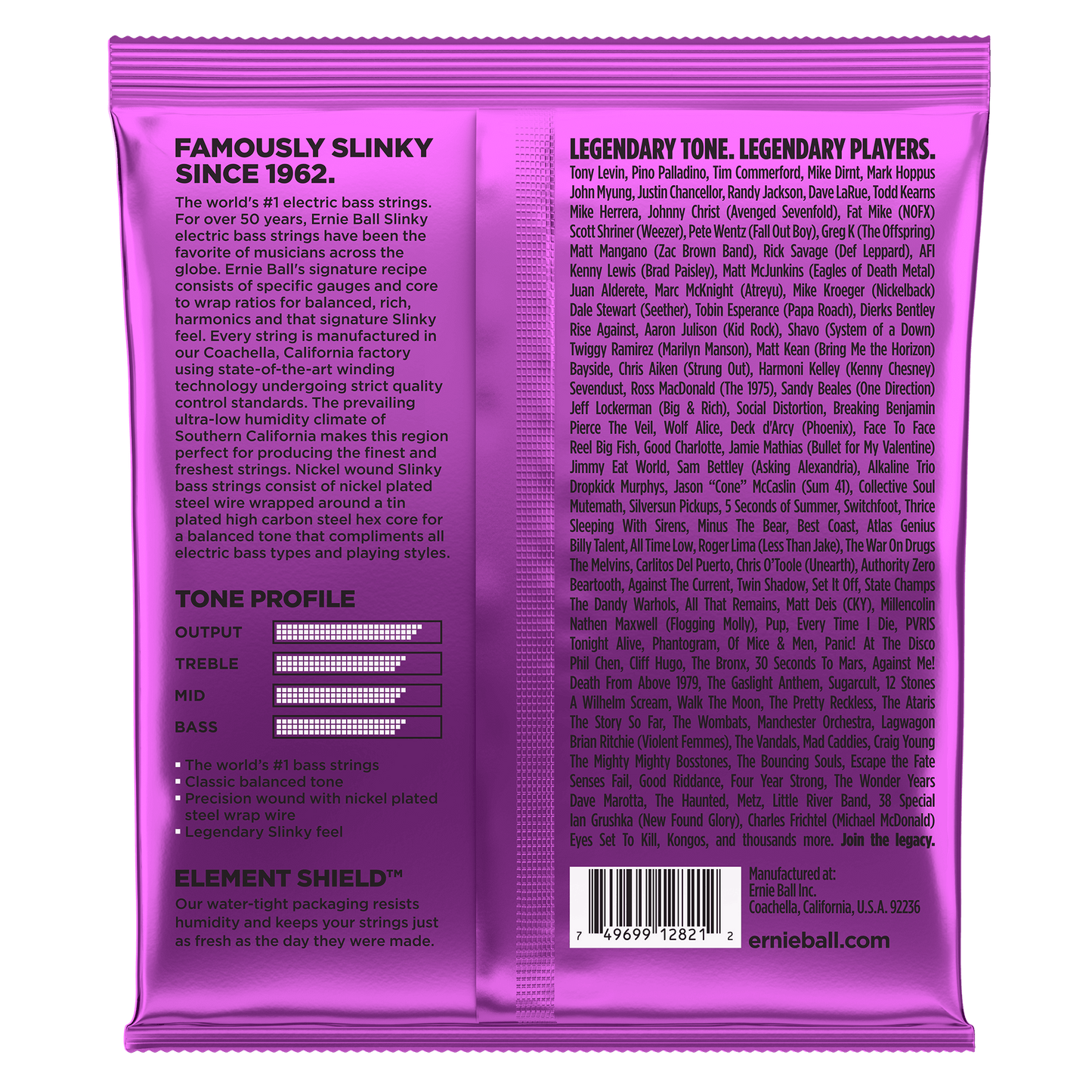 ERNIE BALL P02821 POWER SLINKY NICKEL WOUND 5-STRING ELECTRIC BASS STRINGS (50-135) GAUGE