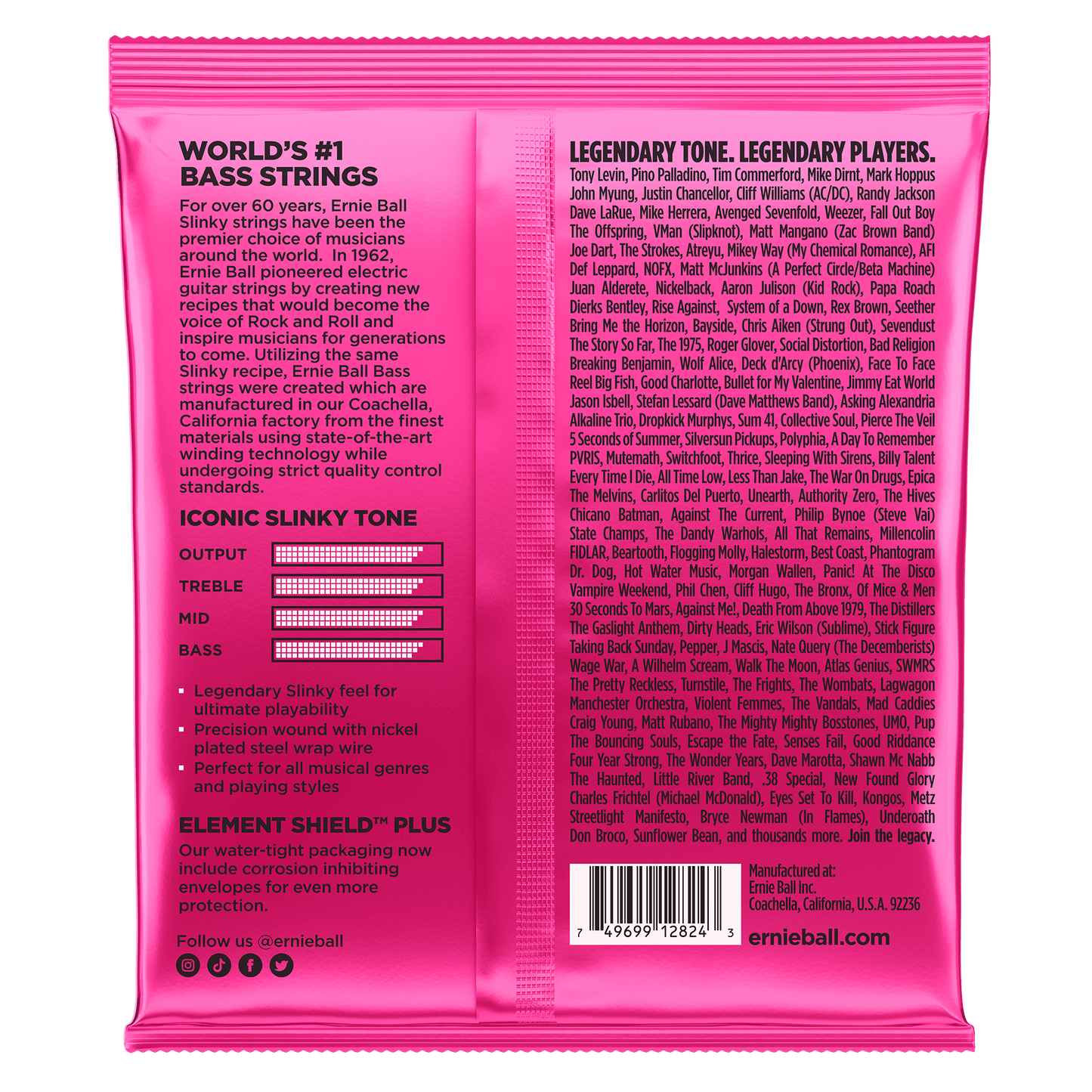 ERNIE BALL P02824 SUPER SLINKY NICKEL WOUND 5-STRING ELECTRIC BASS STRINGS 40-125 GAUGE