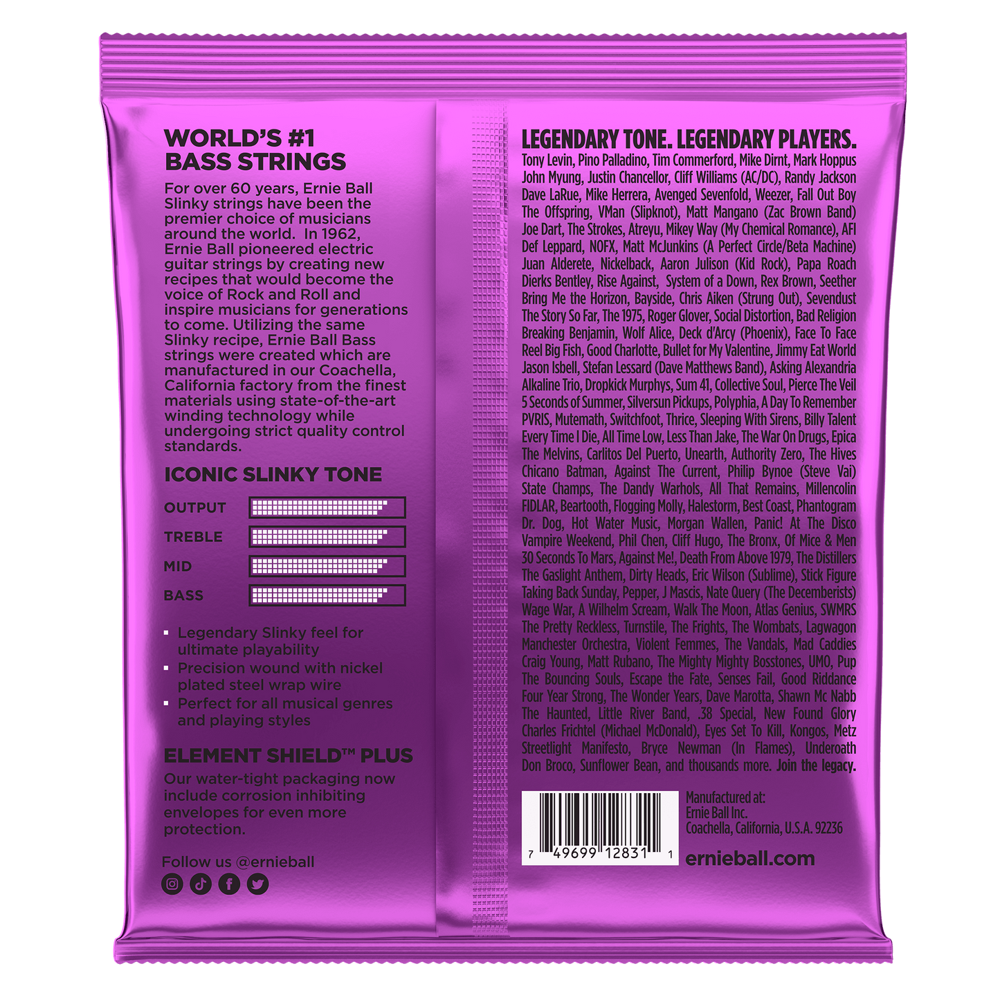 ERNIE BALL P02831 POWER SLINKY NICKEL WOUND ELECTRIC BASS STRINGS 55-110 GAUGE