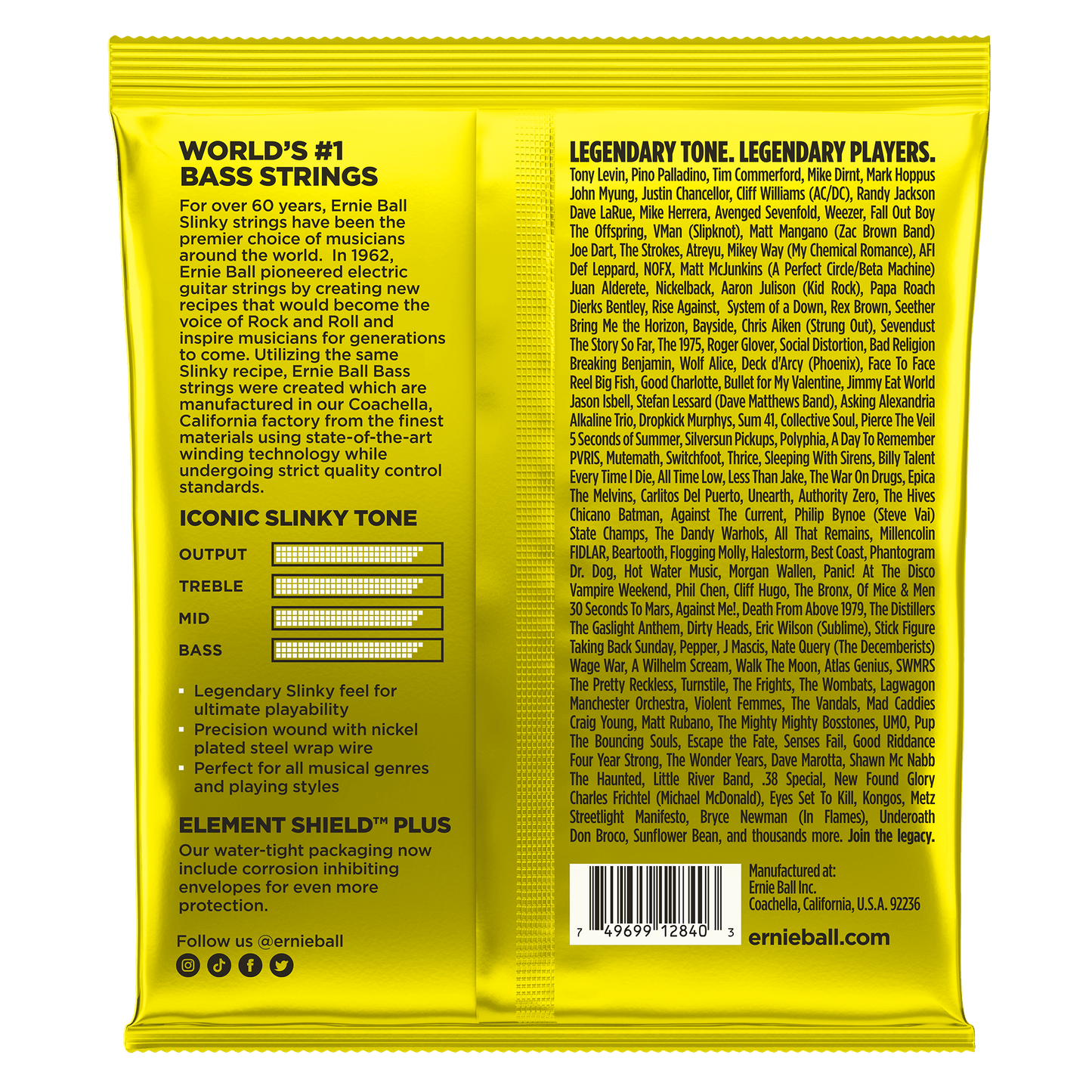 ERIE BALL P02840 BEEFY SLINKY NICKEL WOUND ELECTRIC BASS STRINGS 65-130 GAUGE