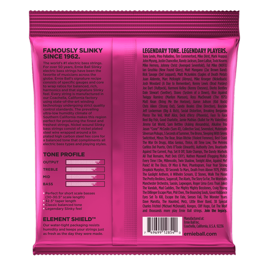 ERNIE BALL SUPER SLINKY NICKEL WOUND SHORT SCALE ELECTRIC BASS STRINGS 40-100 GAUGE - P02854