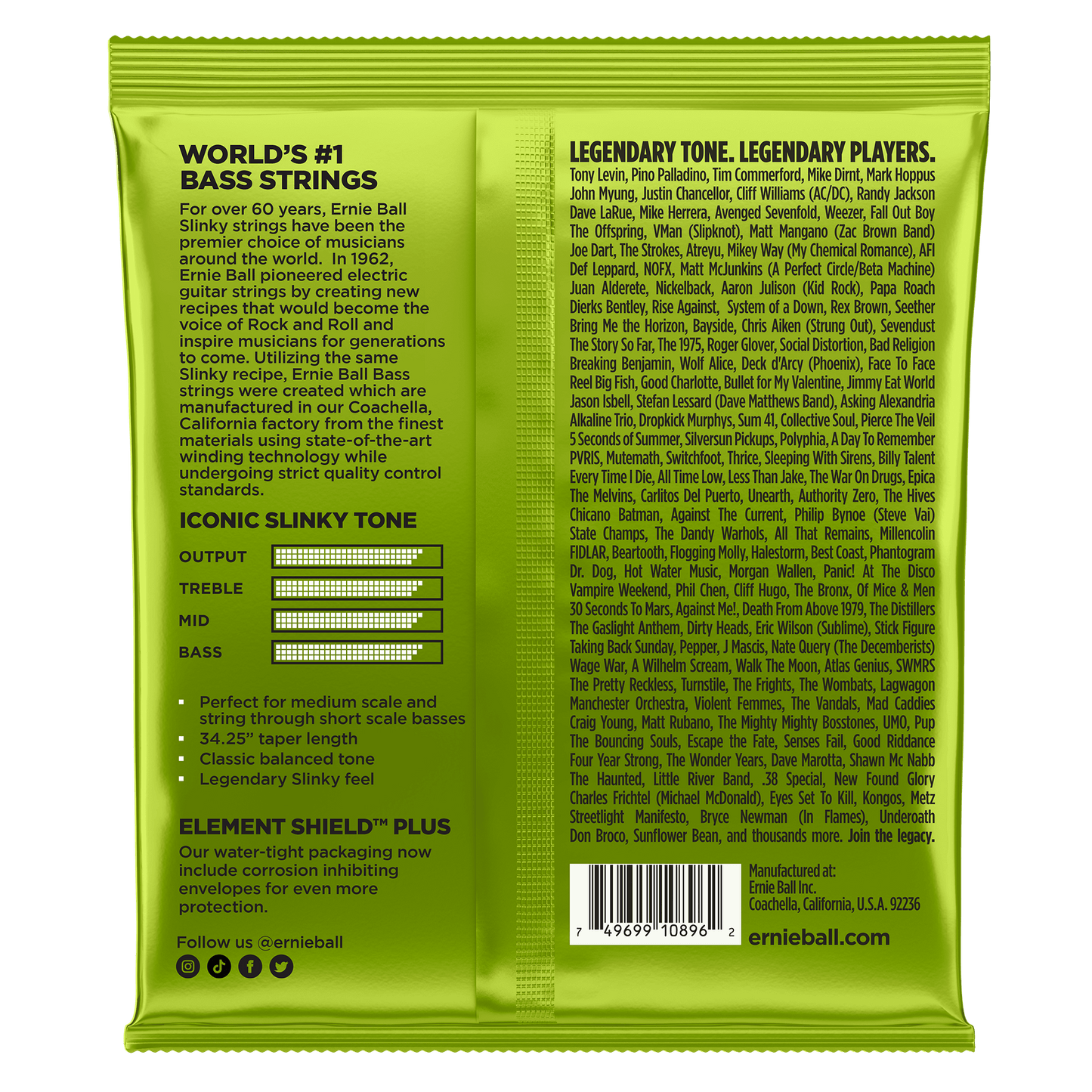 ERNIE BALL P02856 REGULAR SLINKY NICKEL WOUND MEDIUM SCALE ELECTRIC BASS STRINGS 45-105 GAUGE