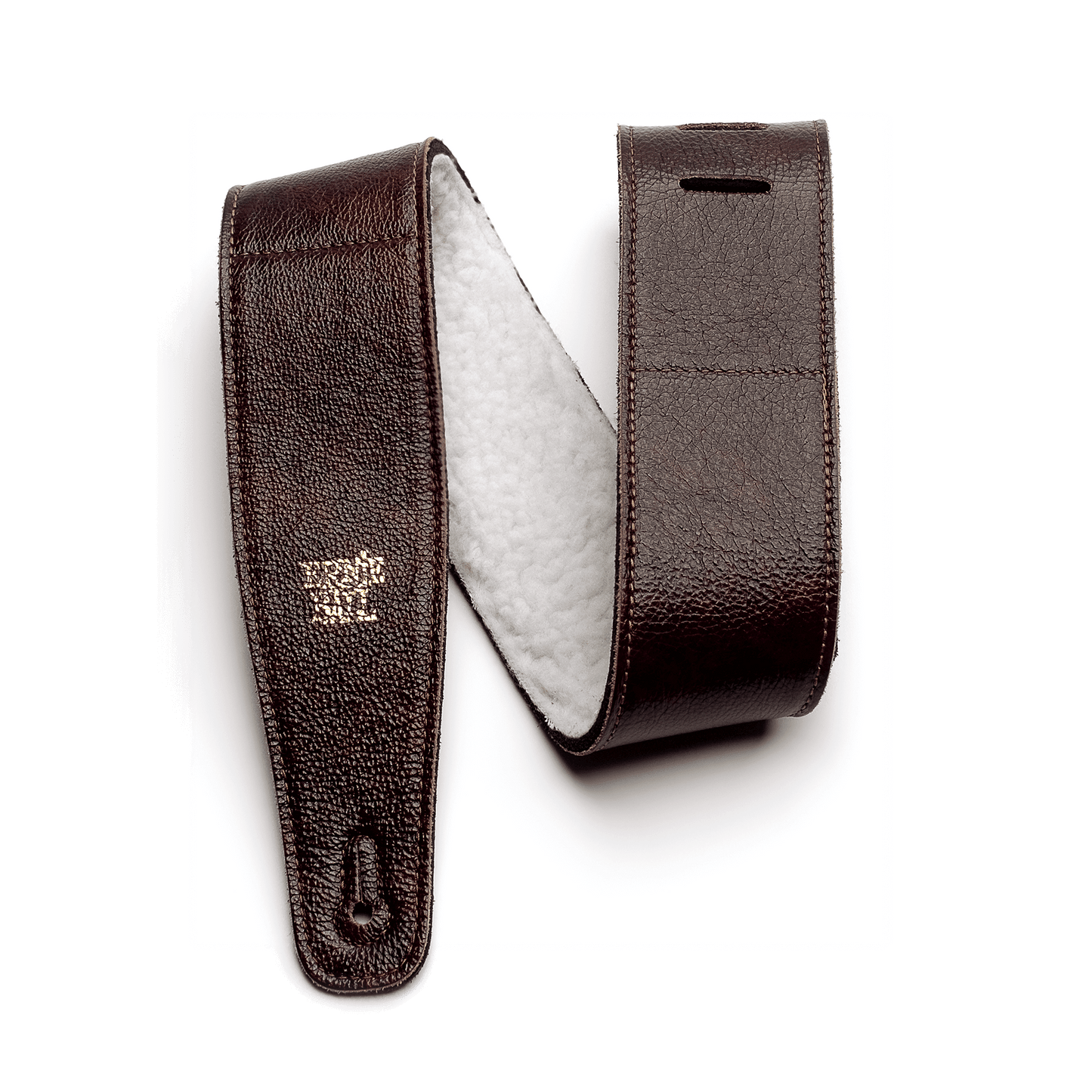 ERNIE BALL P04138 2.5IN ITALIAN LEATHER W/FUR PADDING GUITAR STRAP/BASS STRAP - CHESTNUT