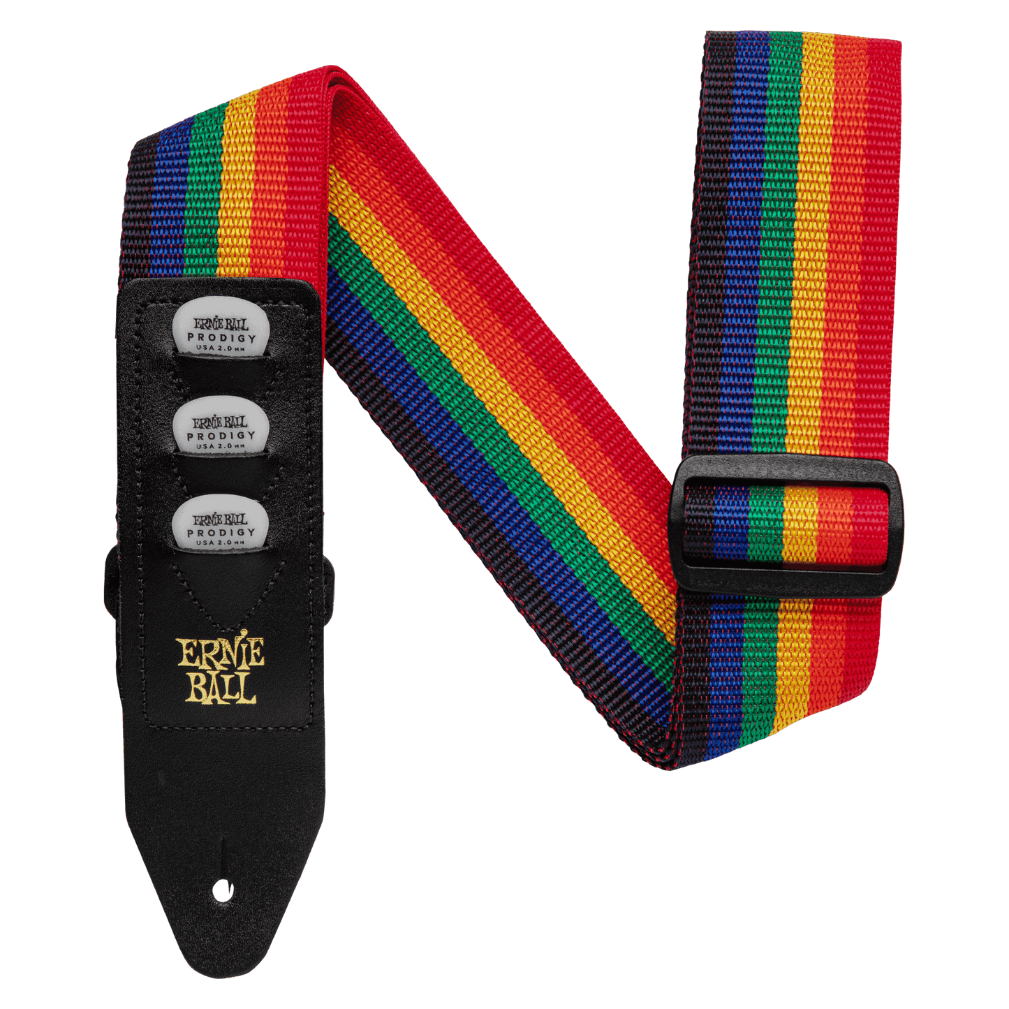 Ernie Ball P04188 Polypro Pickholder Guitar Strap/Bass Strap - Rainbow