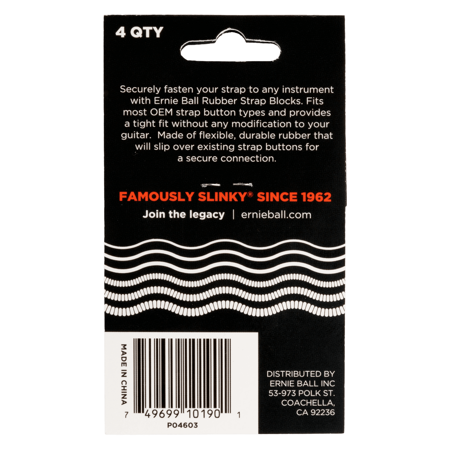 Ernie Ball P04603 Strap Blocks - Red and Black - 4 Pack