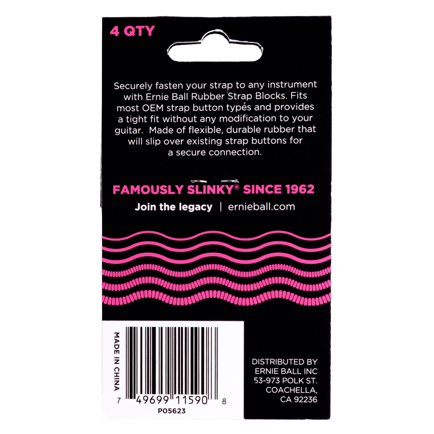 Ernie Ball P05623 Strap Blocks - Pink - 4 Pack