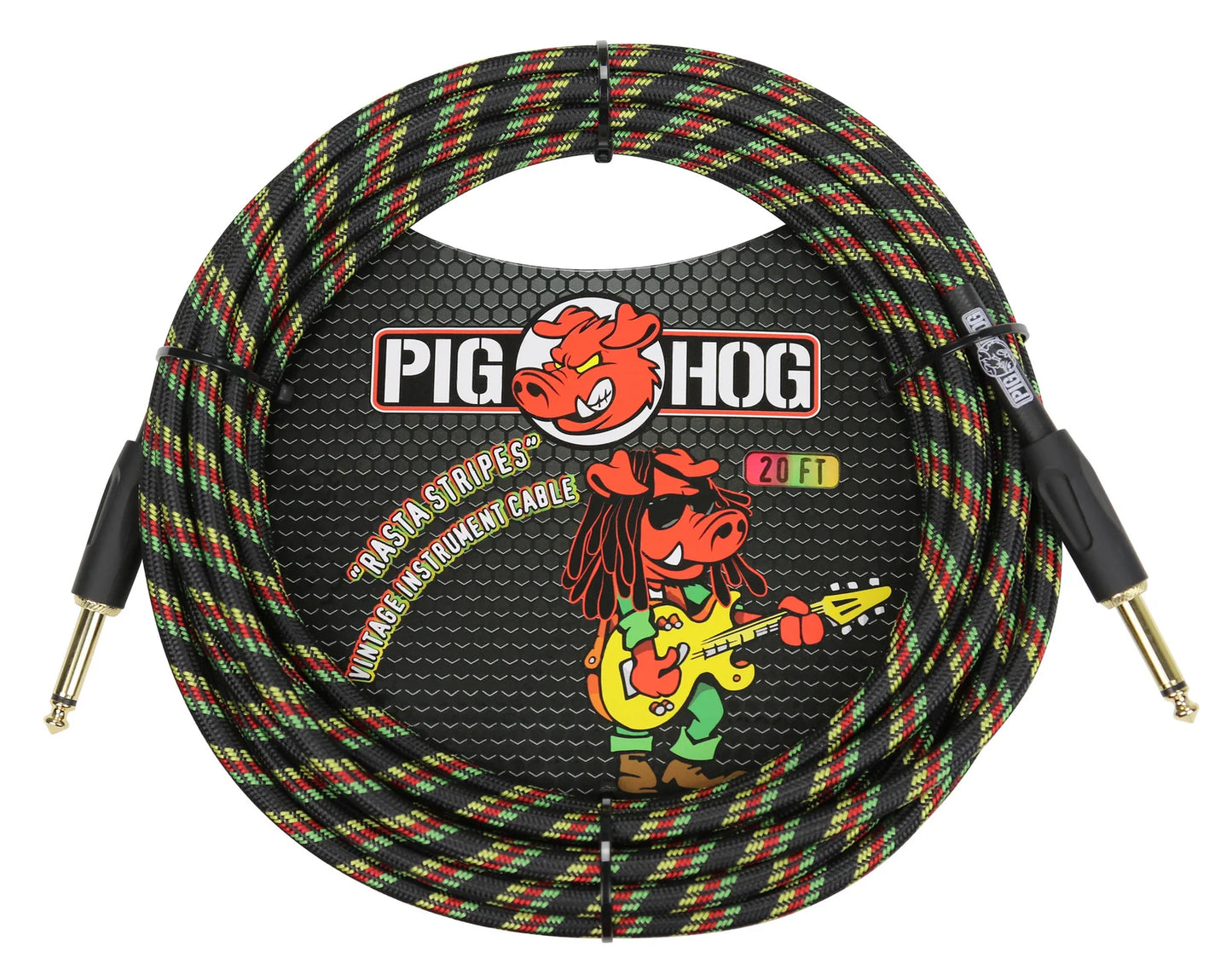 Pig Hog "Rasta Stripes" Instrument Cable, 20ft - PCH20RA