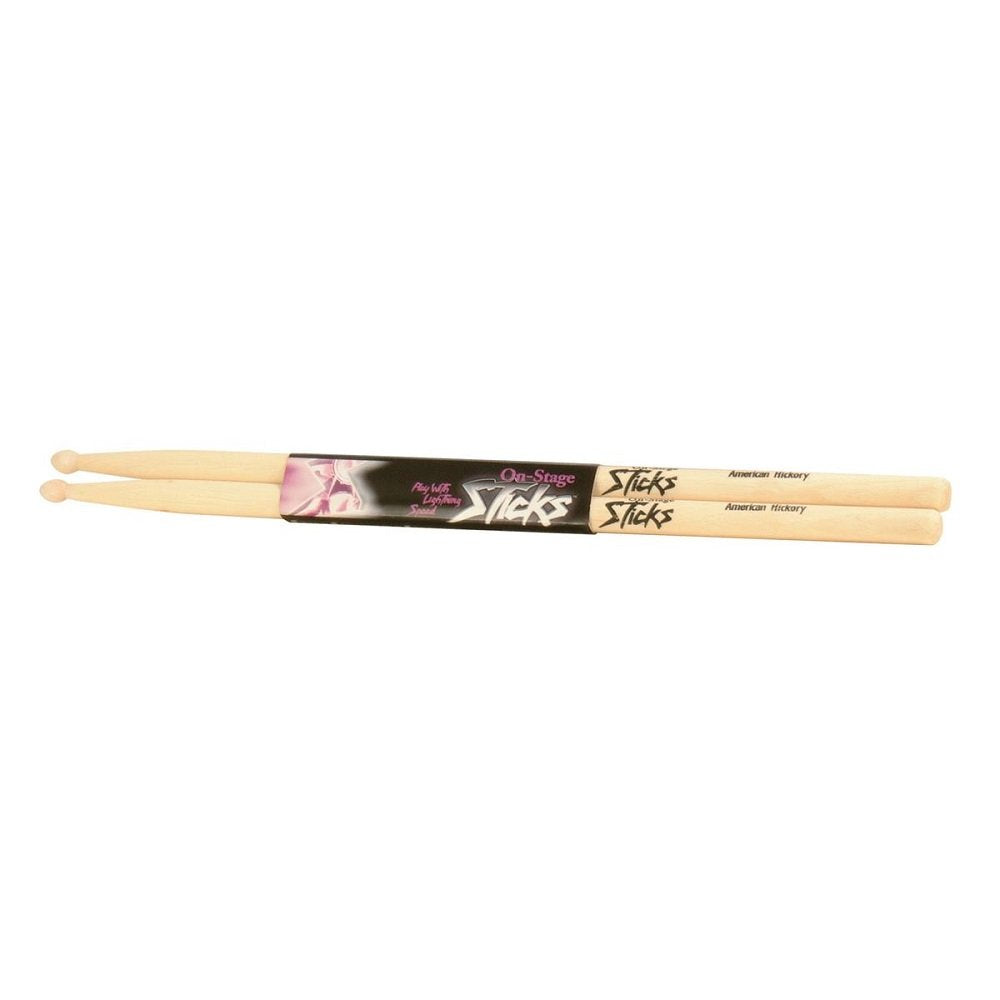 On-Stage HW7A Hickory Drum Sticks 7A - Wood Tip