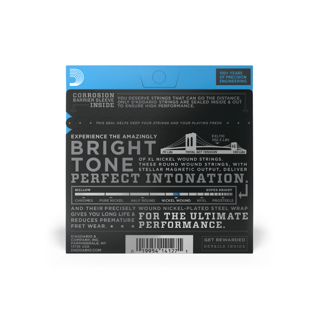 D'Addario 10-46 Regular Light, XL Nickel Electric Guitar Strings - EXL110