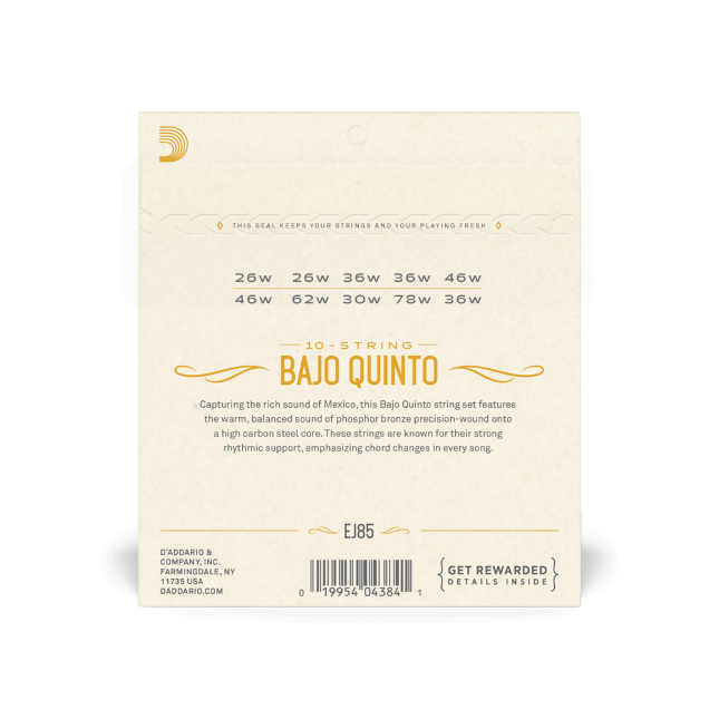 D'Addario EJ85 Bajo Quinto 10-Strings Set Phosphor Bronze