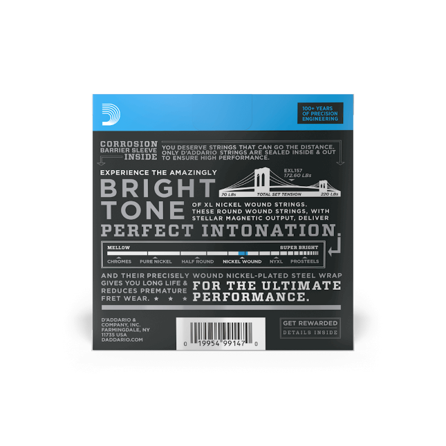 D'Addario EXL157 Medium Baritone, XL Nickel Electric Guitar Strings (14-68)