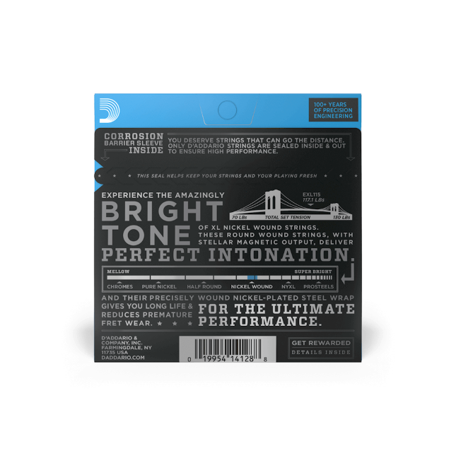 D'Addario 11-49 Medium, XL Nickel Electric Guitar Strings - EXL115