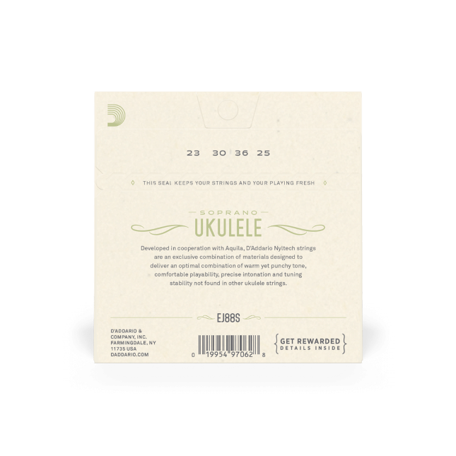 D'Addario EJ88S Nyltech Ukulele Strings, Soprano