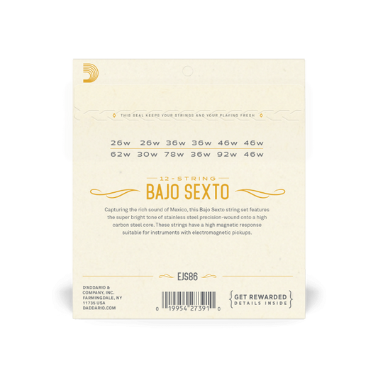 D'Addario EJS86 Bajo Sexto Stainless Steel Strings