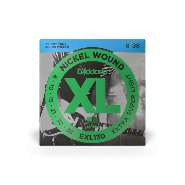 D'Addario EXL130 08-38 Extra Super Light, XL Nickel Electric Guitar Strings